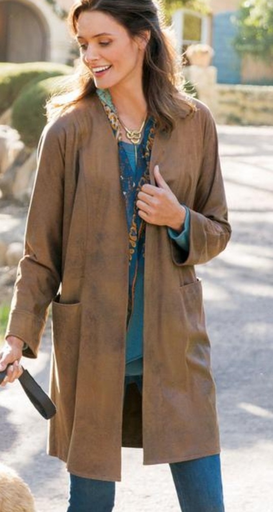 Soft Surroundings foux suede duster.
